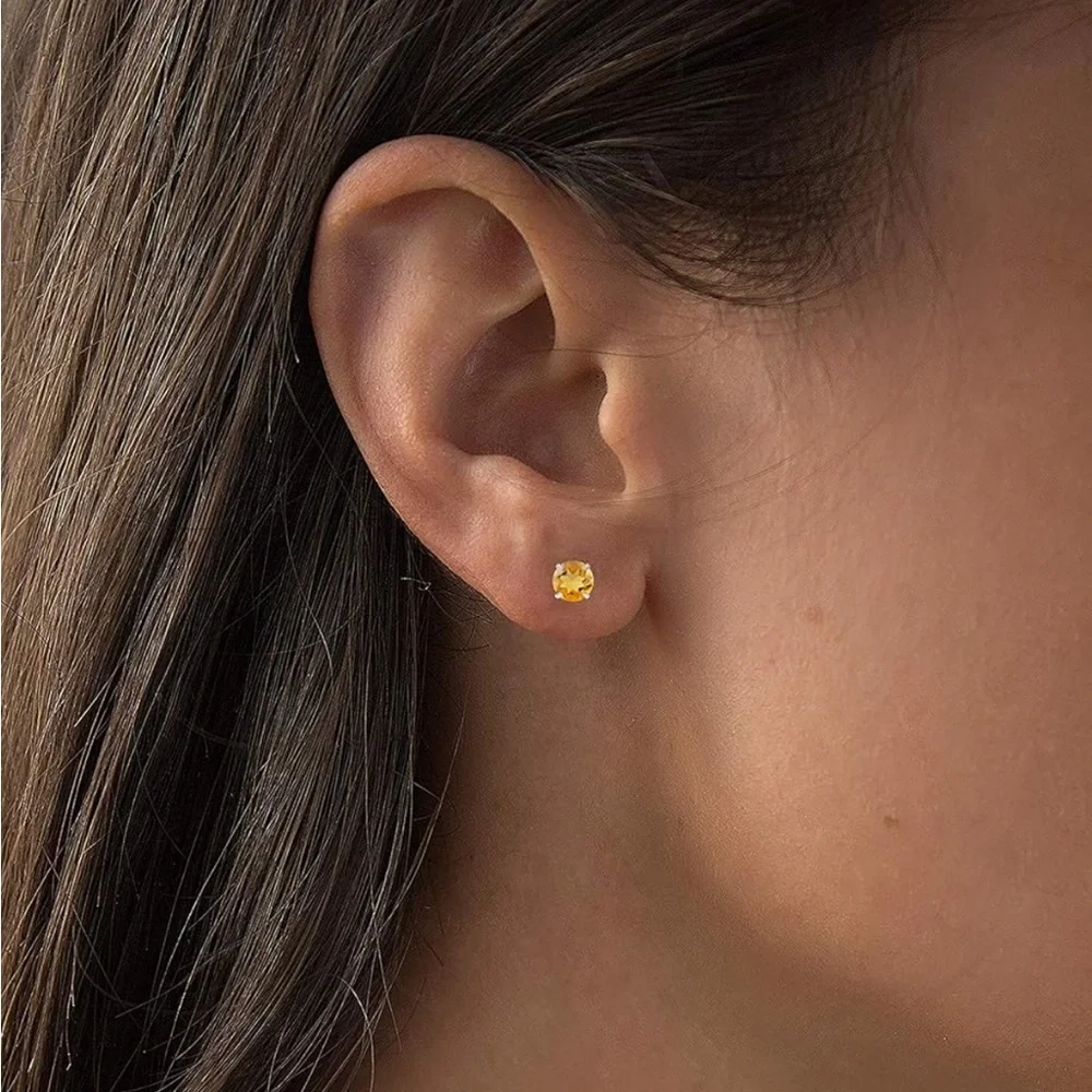 10k solid gold natural earrings - Picture 7 of 8